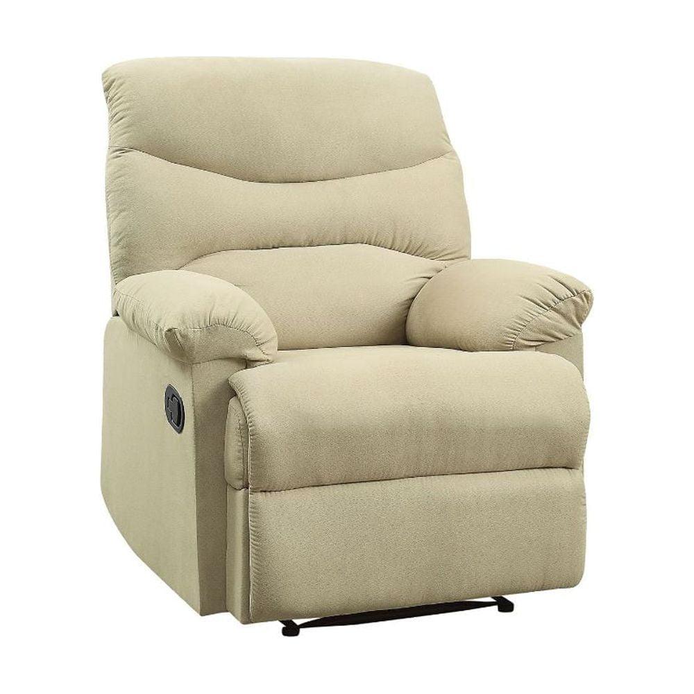 Beige Microfiber Massage Recliner with Wood Frame