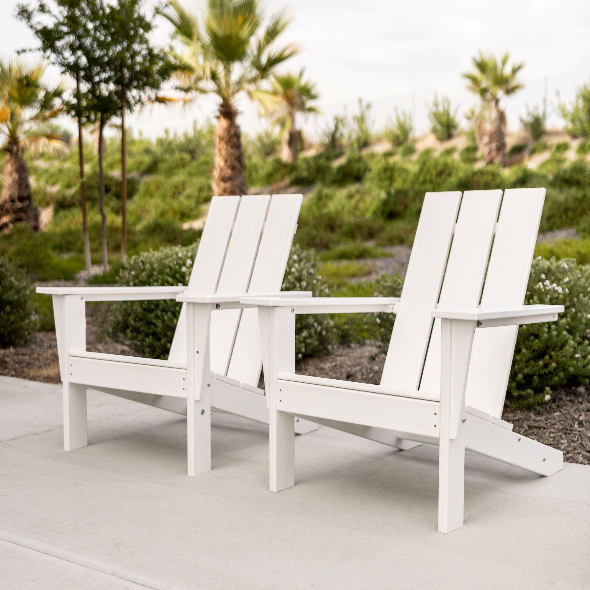 Arcadia White HDPE Outdoor Adirondack Chair Set