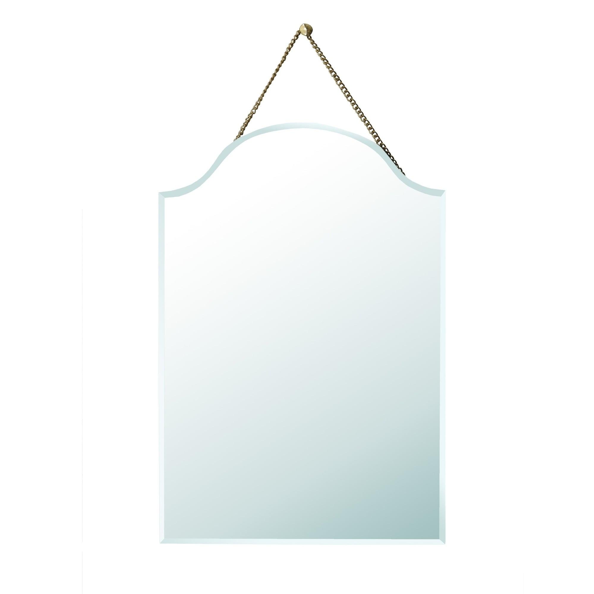 Elegant Arch Frameless Beveled Mirror with Gold Chain Accent