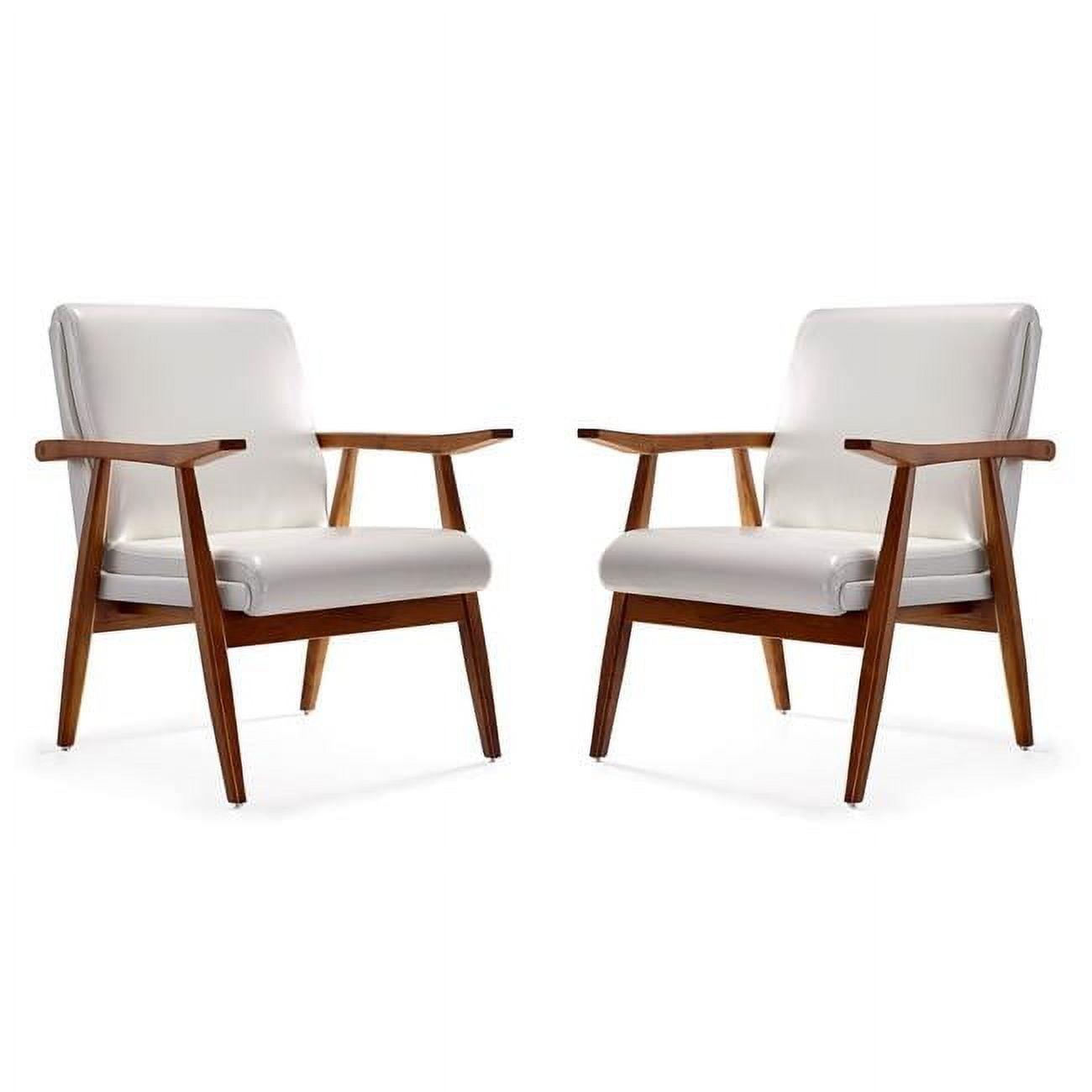 Archduke Mid-Century Modern White & Amber Faux Leather Accent Chair