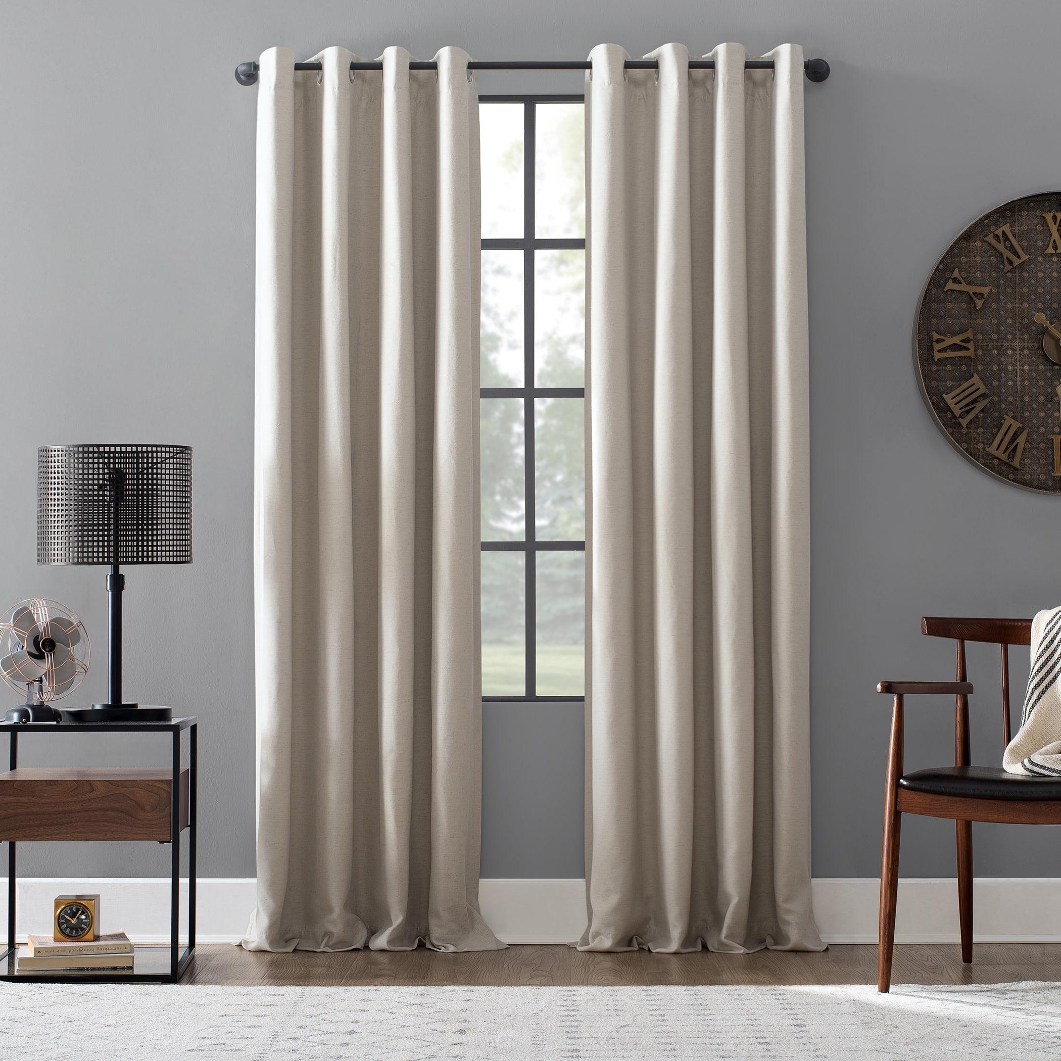 Pearl Greige Blackout Linen Blend Grommet Drapes