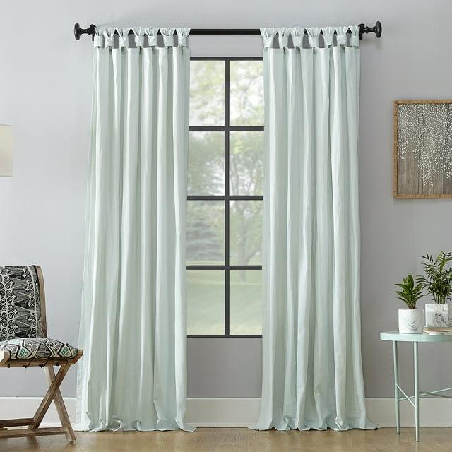 52"x95" Archaeo Light Filtering Washed Cotton Twist Tab Curtain Panel Green: Modern Window Treatment, Indoor Use