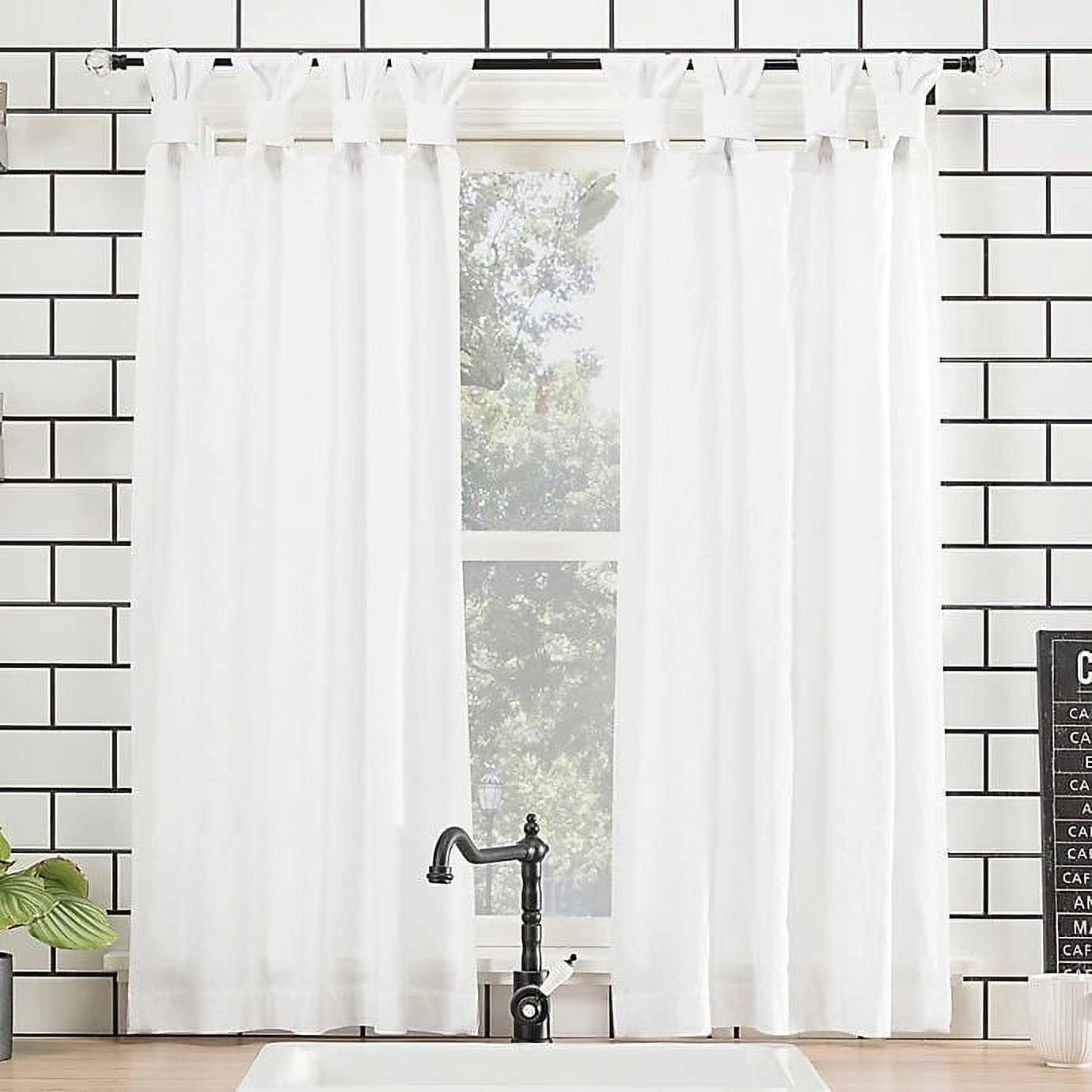 2pk 52"x45" Light Filtering Twisted Tab Curtain Tiers White - Archaeo: Kitchen & 45 Inch Curtains, Machine Washable