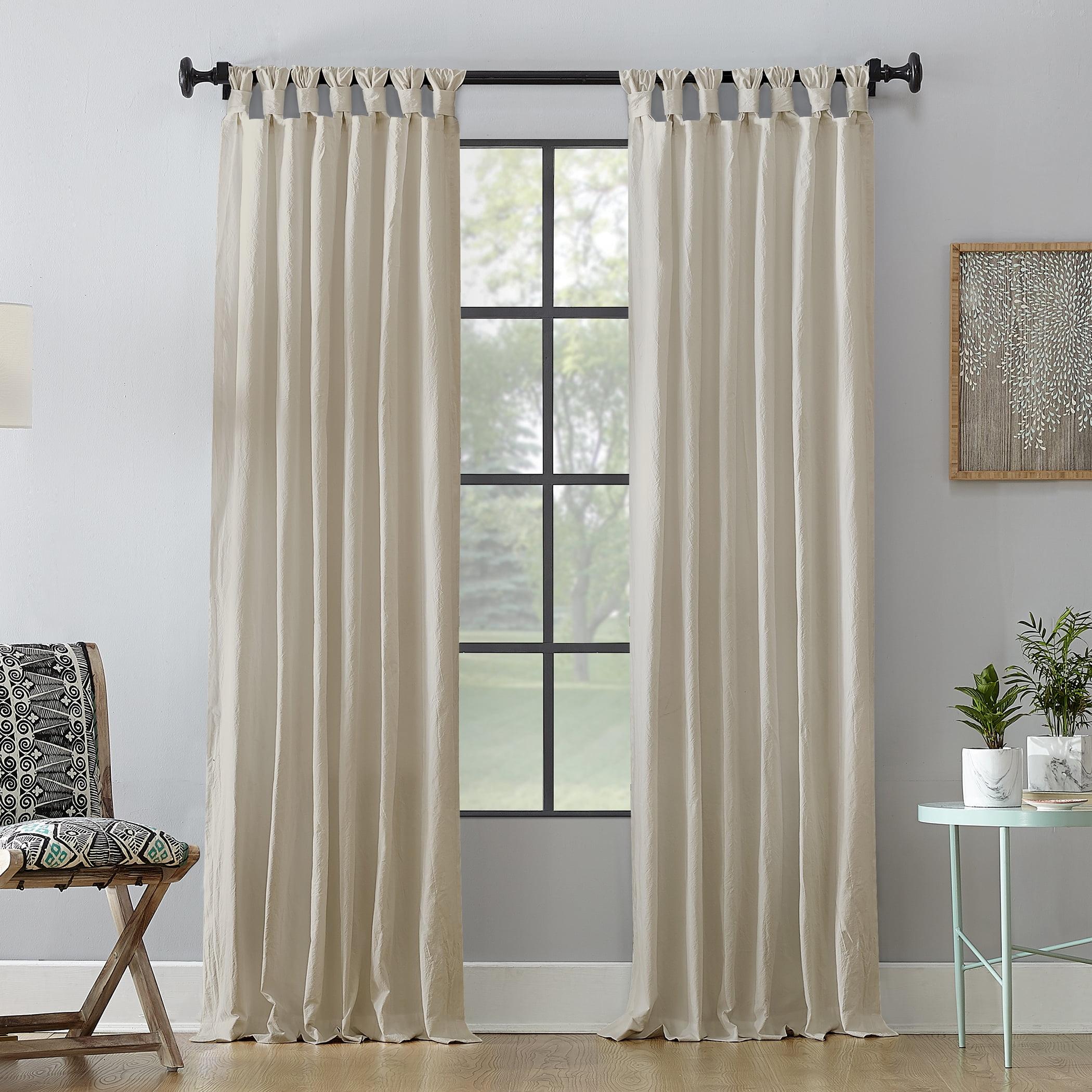52"X63" Archaeo Light Filtering Washed Cotton Twist Tab Curtain Panel Oat: Modern Window Treatment, Machine Washable