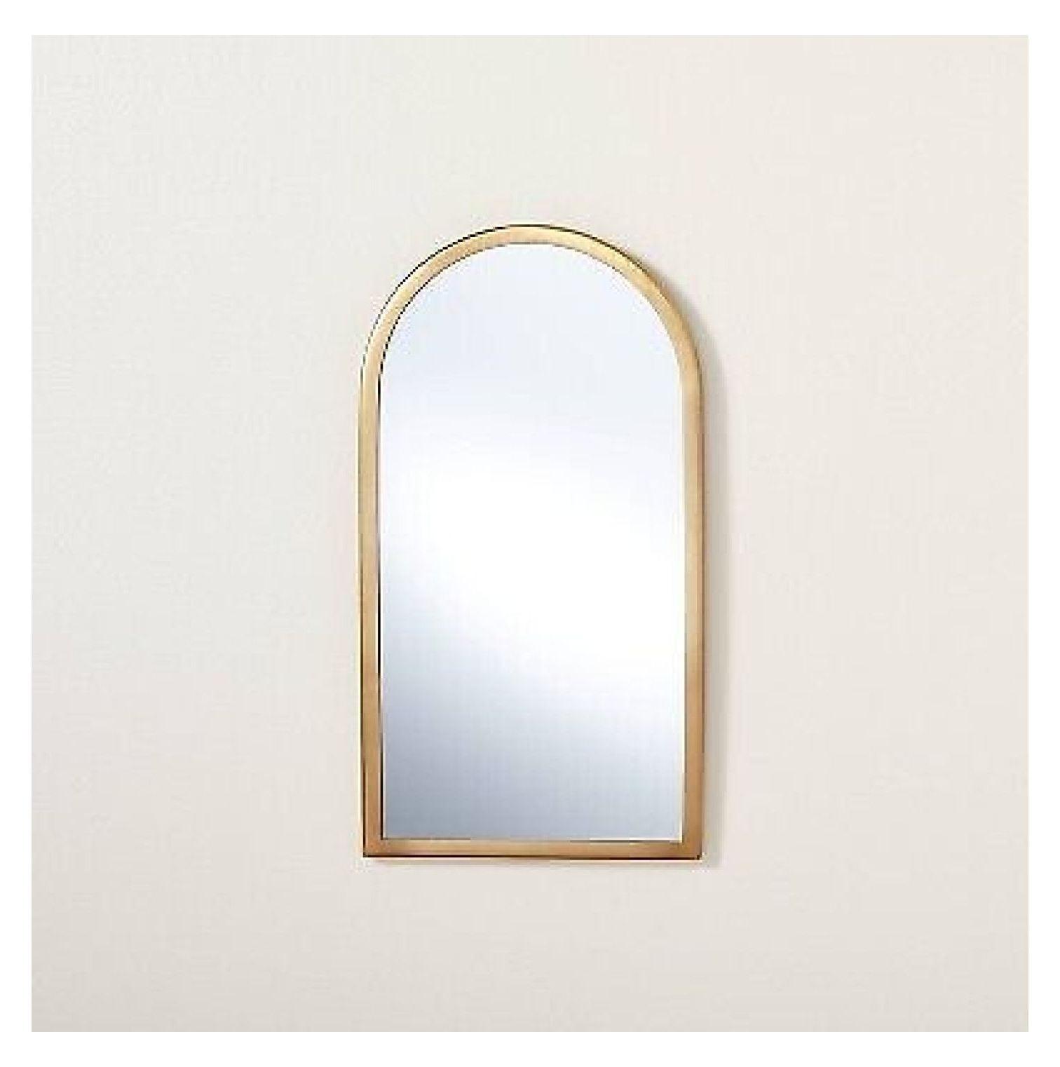 Arched Brass Finish Metal Frame Wall Mirror 8"x16"