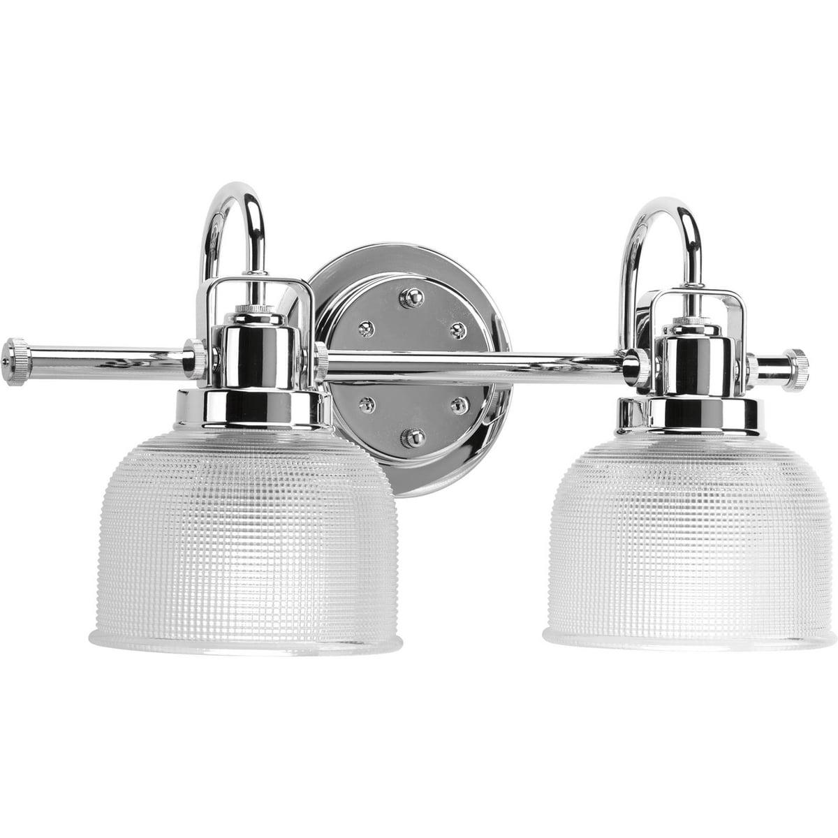 Archie Coastal 2-Light Chrome Vanity Light with Prismatic Glass