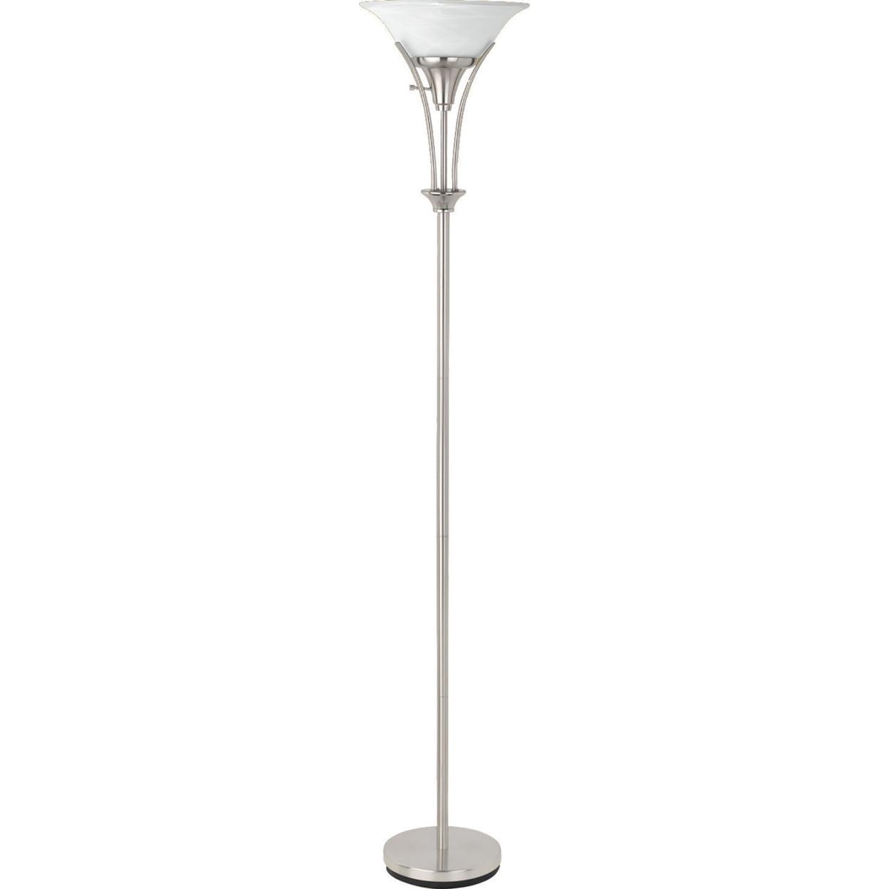 Transitional Silver Torchiere Floor Lamp with 3-Way Switch