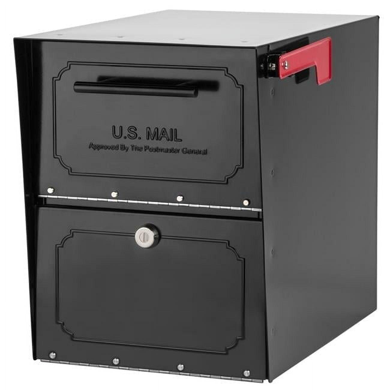 Black Steel Lockable Post Mount Mailbox with TriBolt Lock