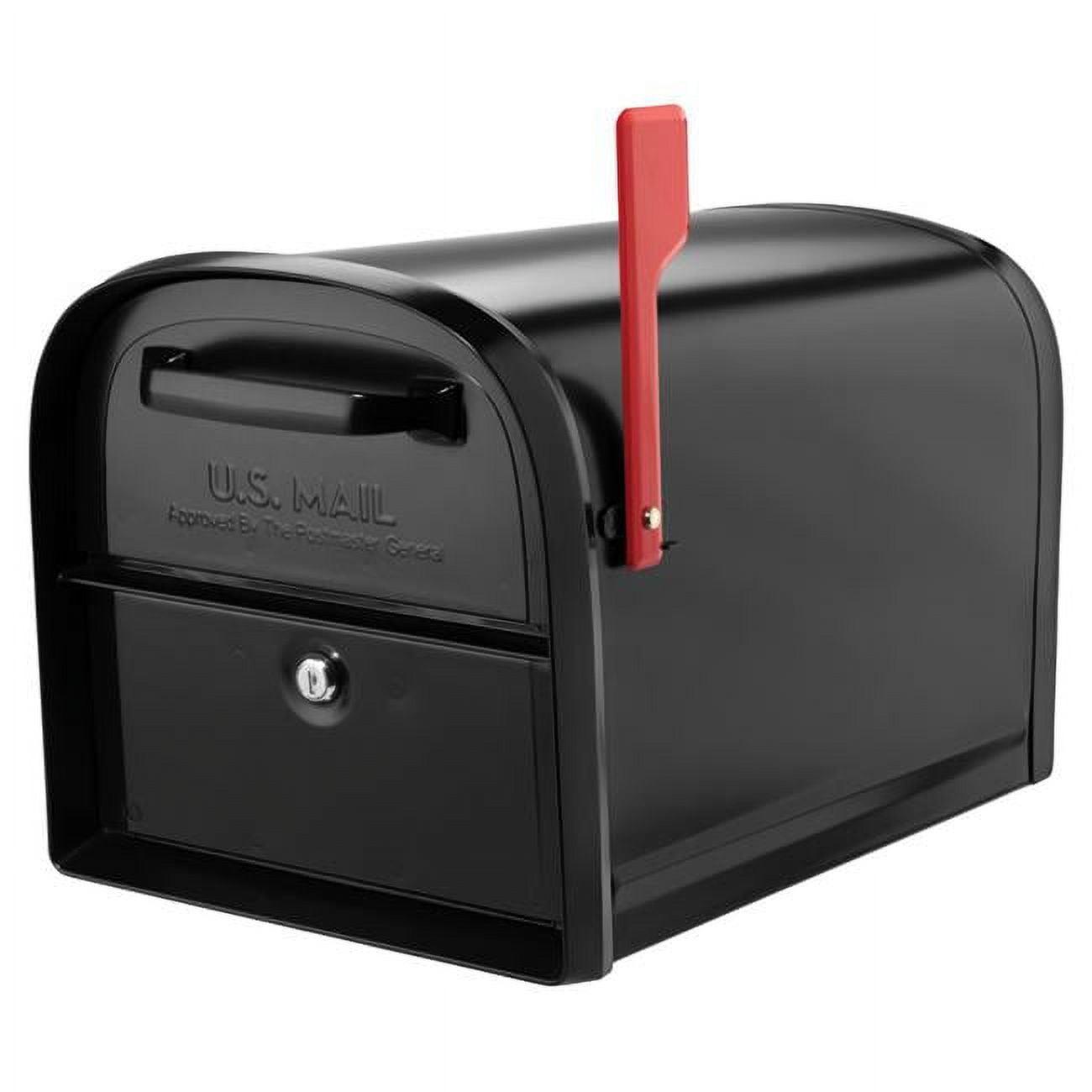 Large Black Steel Post Mount Locking Mailbox