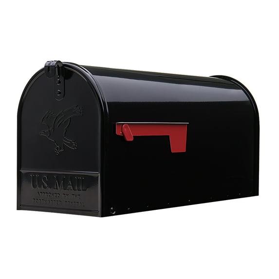 Gibraltar Mailboxes Elite Classic Galvanized Steel Post Mount Black Mailbox