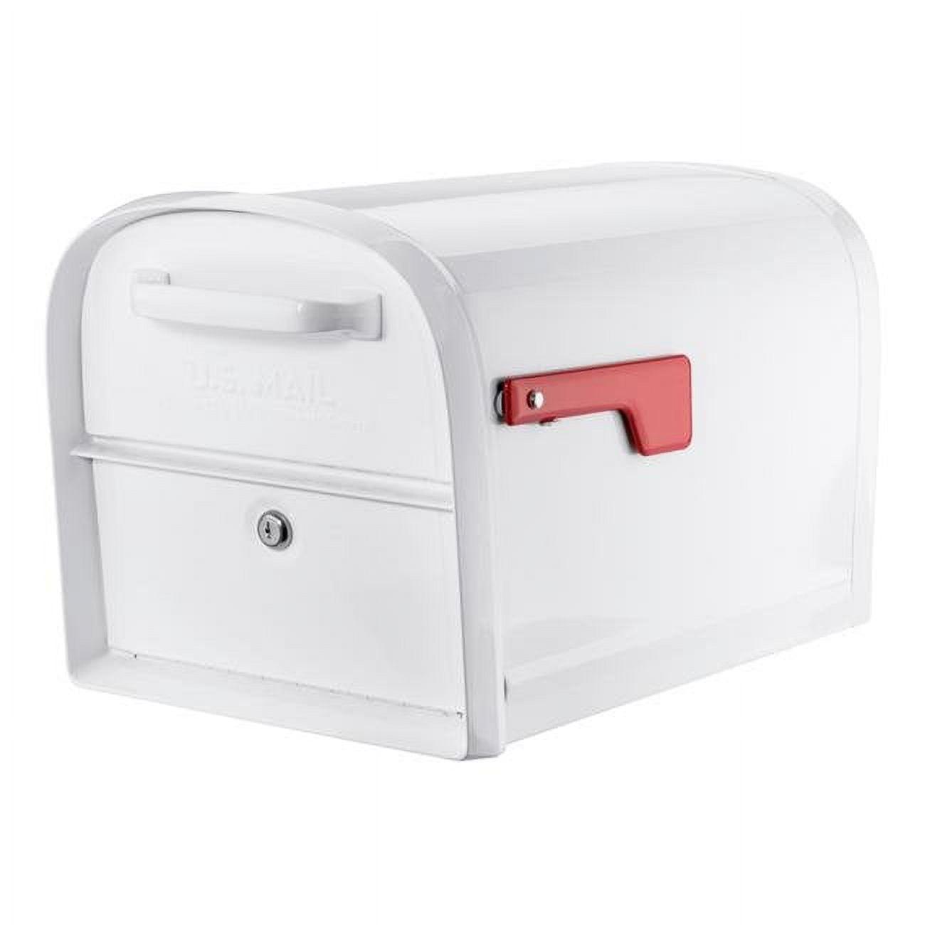 Large White Steel Lockable Post Mount Mailbox