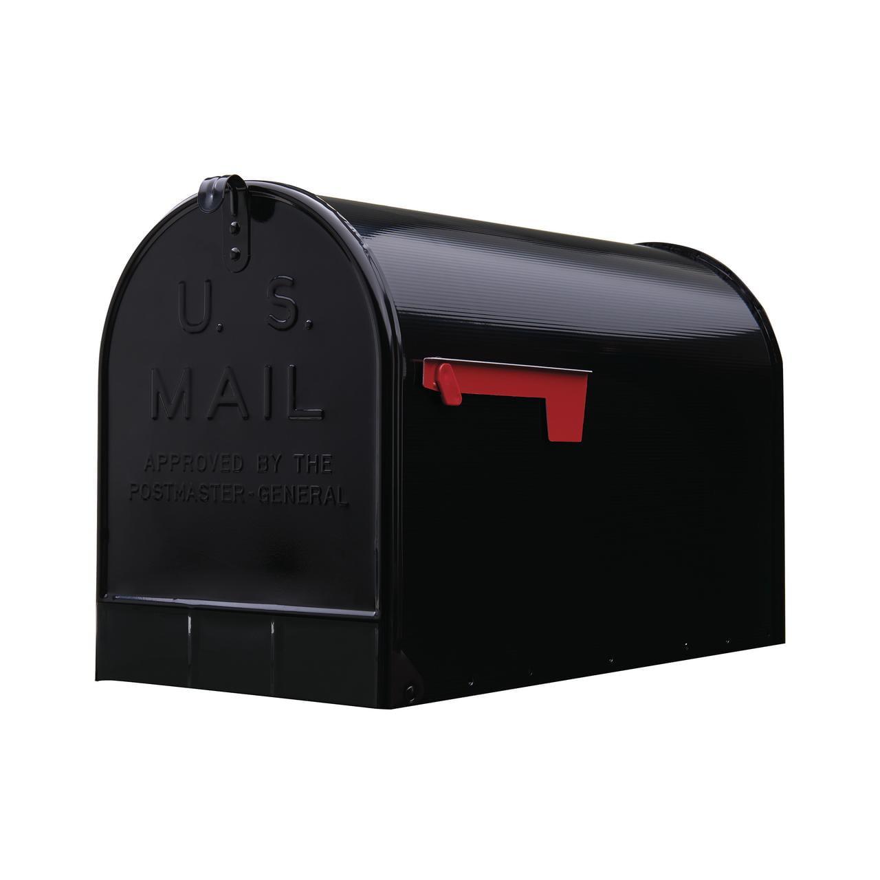 Extra Large Black Galvanized Steel Post-Mount Mailbox