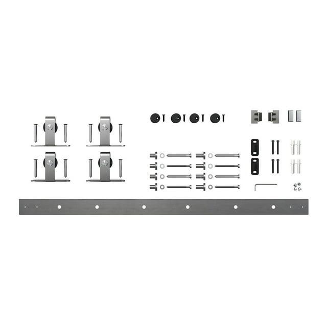 Architectural Products by Outwater L.L.C. Solid Steel Mini Sliding Rolling Barn Door Hardware Kit for Double Wood Doors