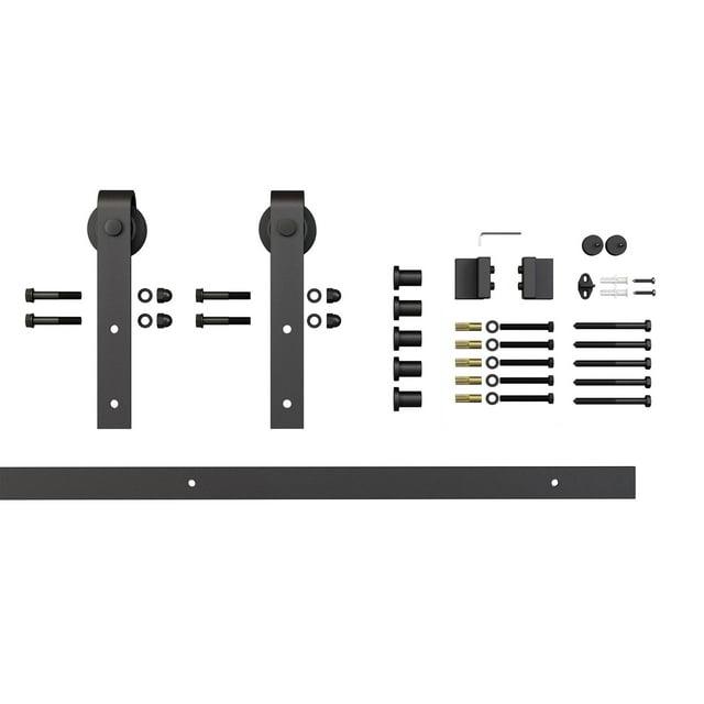 Steel Sliding Rolling Barn Door Hardware Kit for Single Wood Doors with Routed Floor Guide