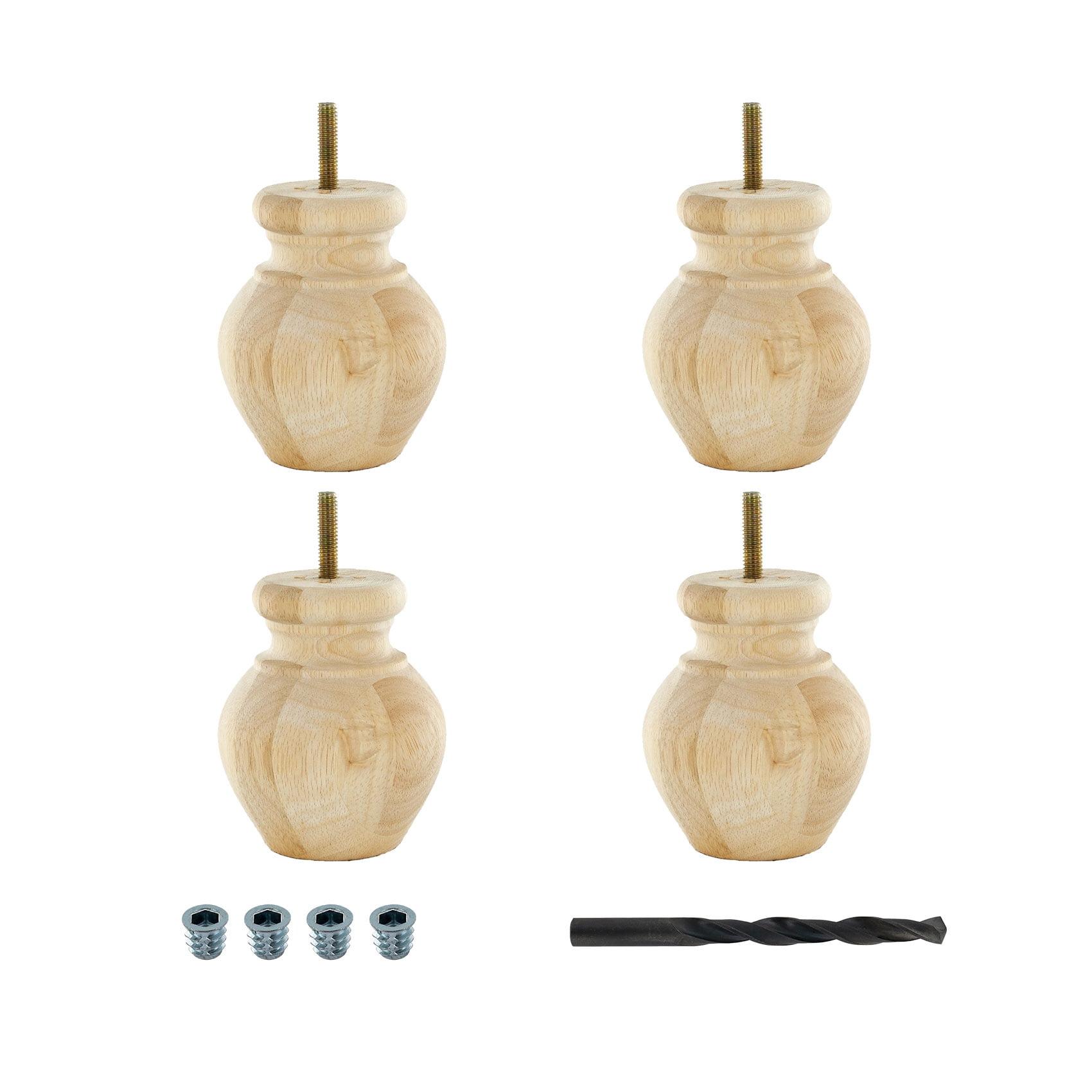 Unfinished Solid Hardwood Bun Foot Leg, Pack of 4 (Set of 4)