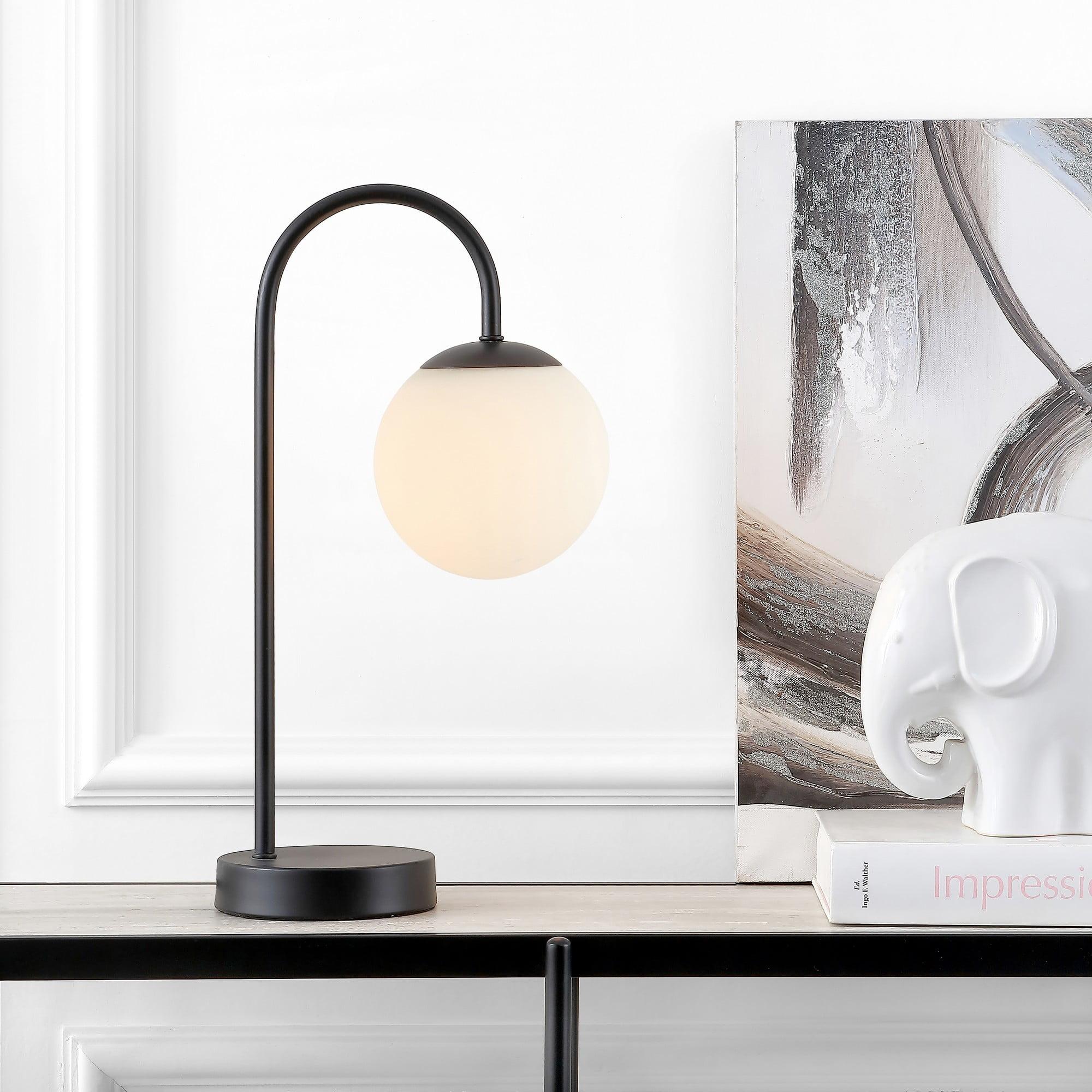 Arco Black Iron and Glass Minimalist Table Lamp