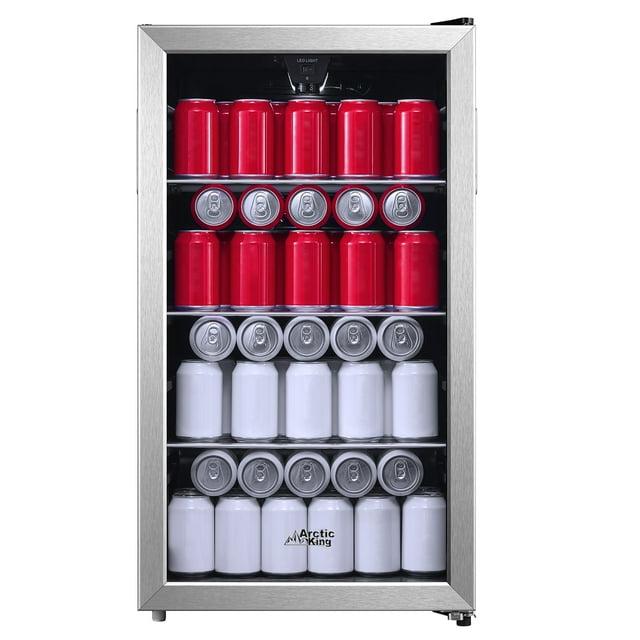 Arctic King 115-Can Beverage Fridge & Cooler, Stainless Steel Look, ARV115B1AST