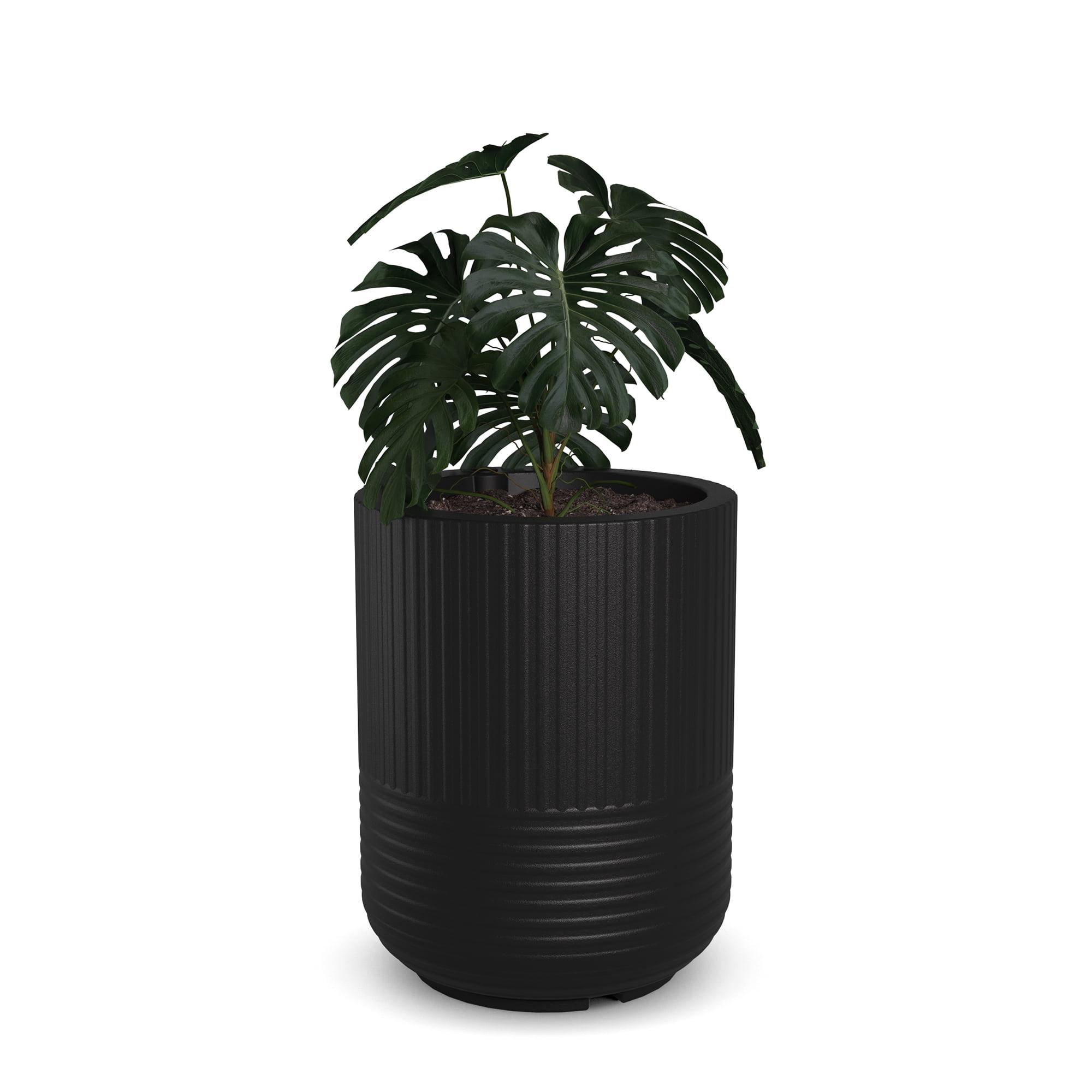 Arden 18" Black Round Self-Watering Polyethylene Planter