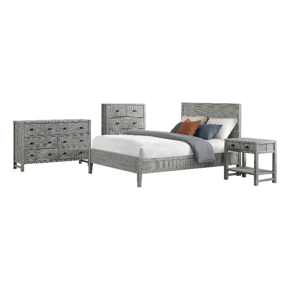 Arden 4Pc Wood Bedroom Set with 2-Drawer Nightstand 5-Drawer Chest 6-Drawer Dresser