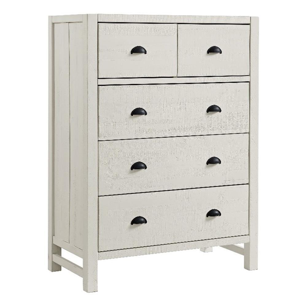 Arden 36" W Bohemian Style Rectangular Chest With 5 Drawers, With Hidden Fasteners