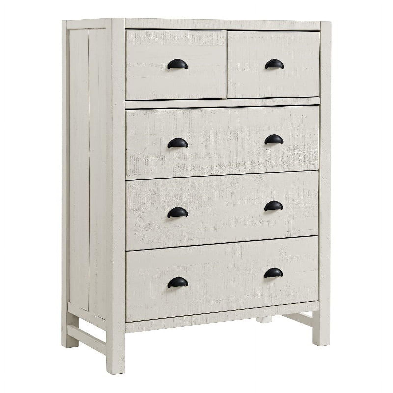 Arden 36" W Bohemian Style Rectangular Chest With 5 Drawers, With Hidden Fasteners