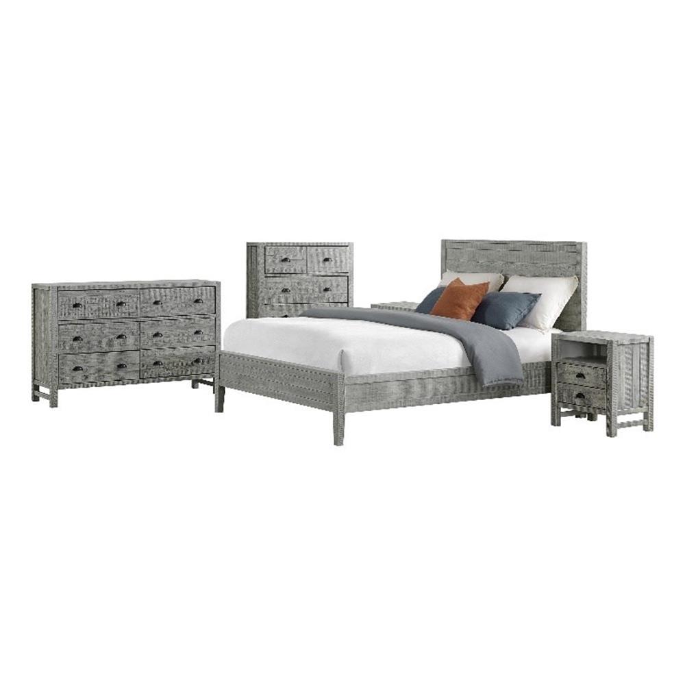 Arden 5-Piece Driftwood Gray Pine Bedroom Set with Queen Bed