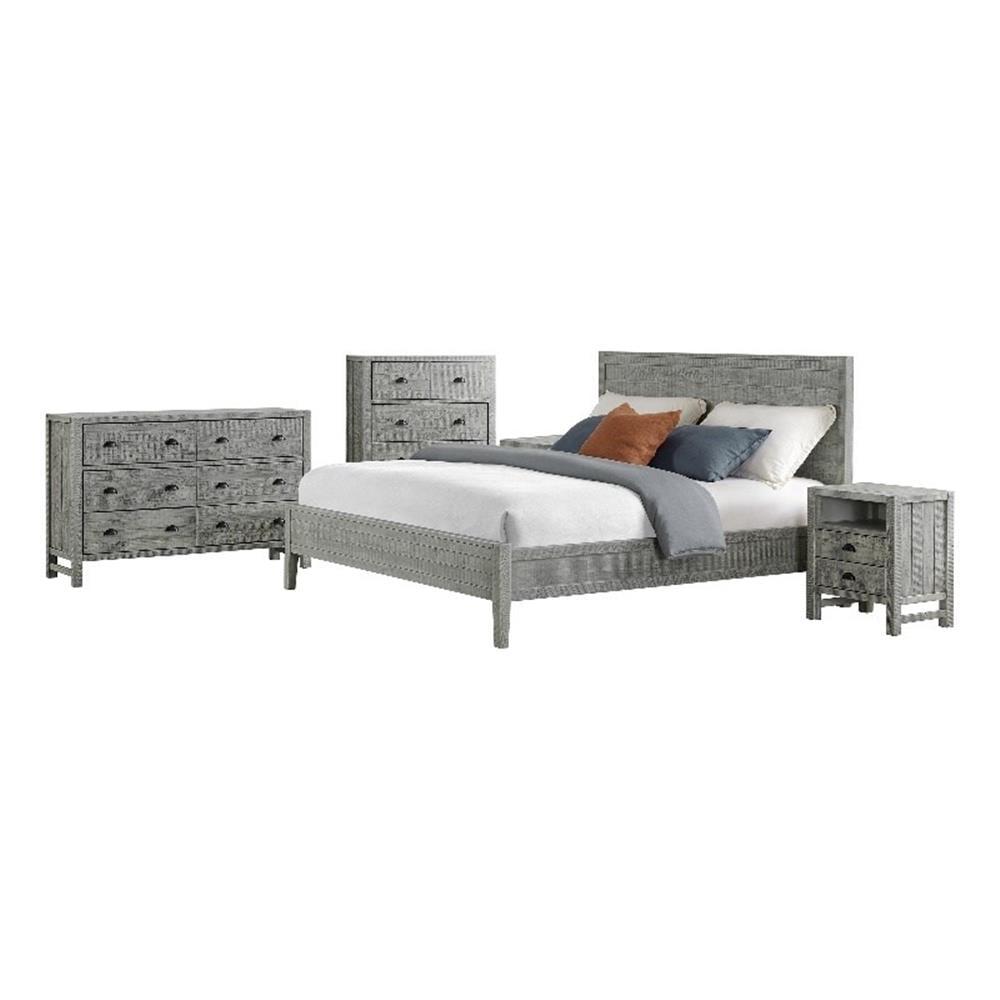 Arden 5-Piece Driftwood Gray Pine Wood King Bedroom Set