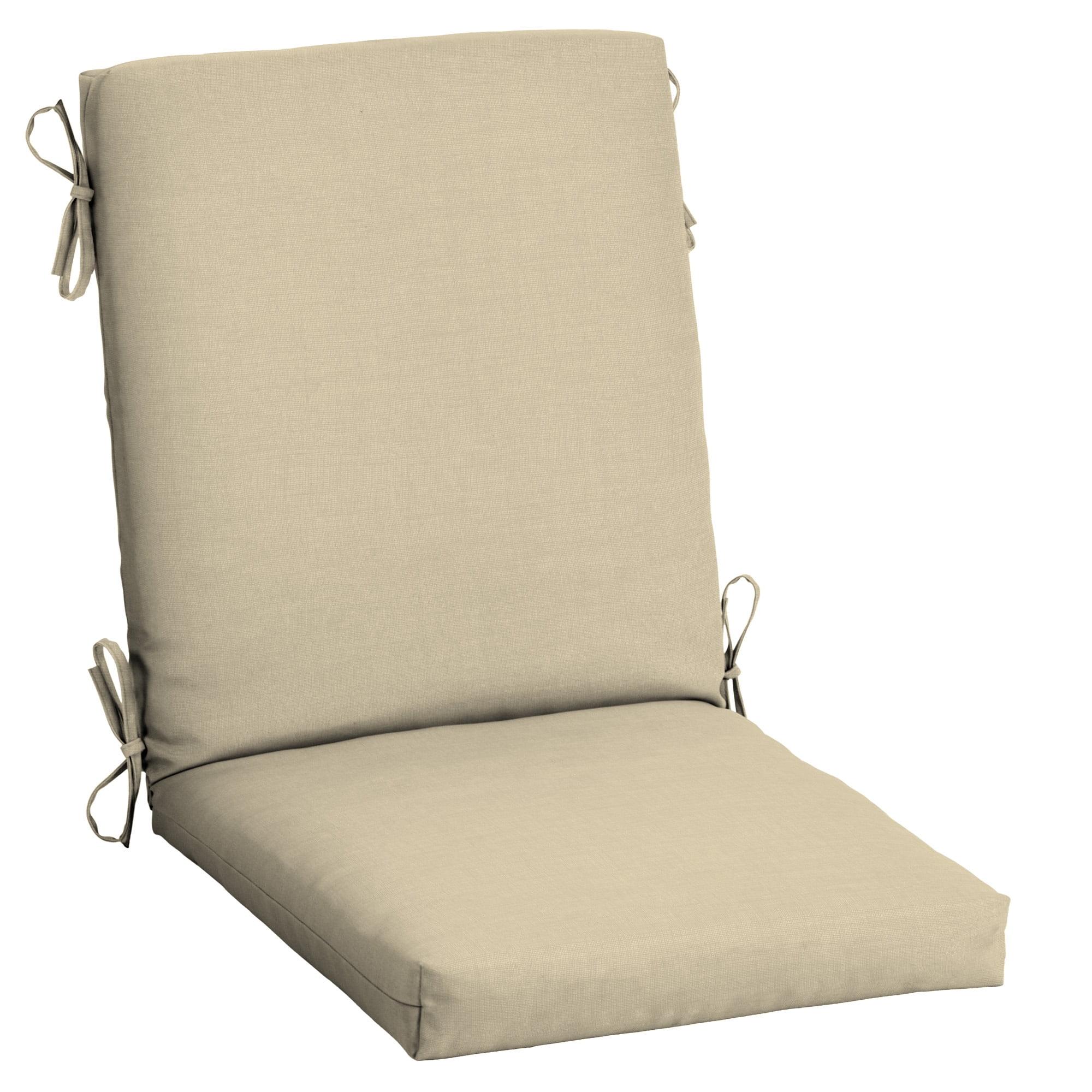 Tan High Back Outdoor Dining Chair Cushion with Polyester Fill