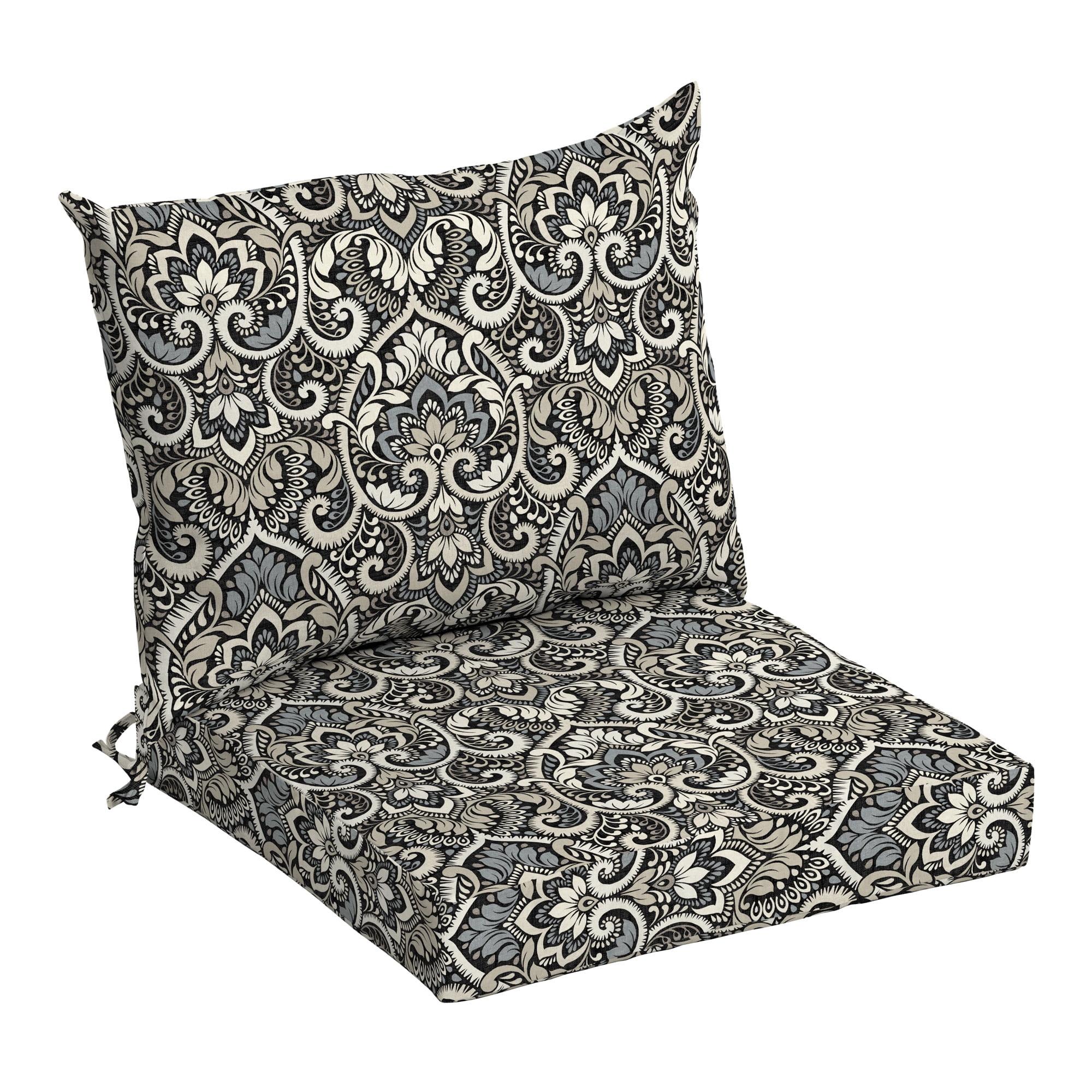 Aurora Damask Black 21" Outdoor Dining Chair Cushion Set