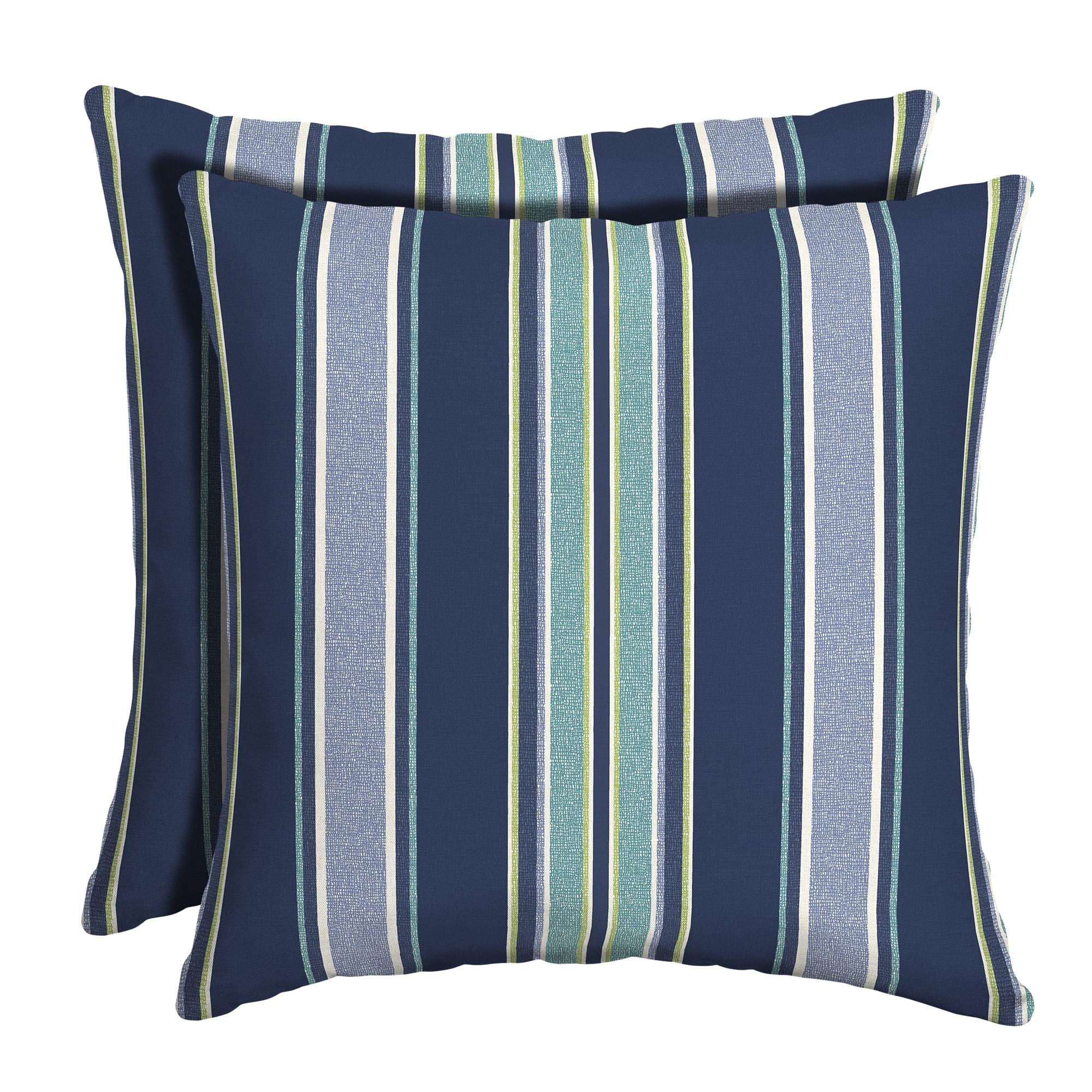 Arden Selections Outdoor Toss Pillow (2 Pack) 16 x 16, Sapphire Aurora Blue Stripe