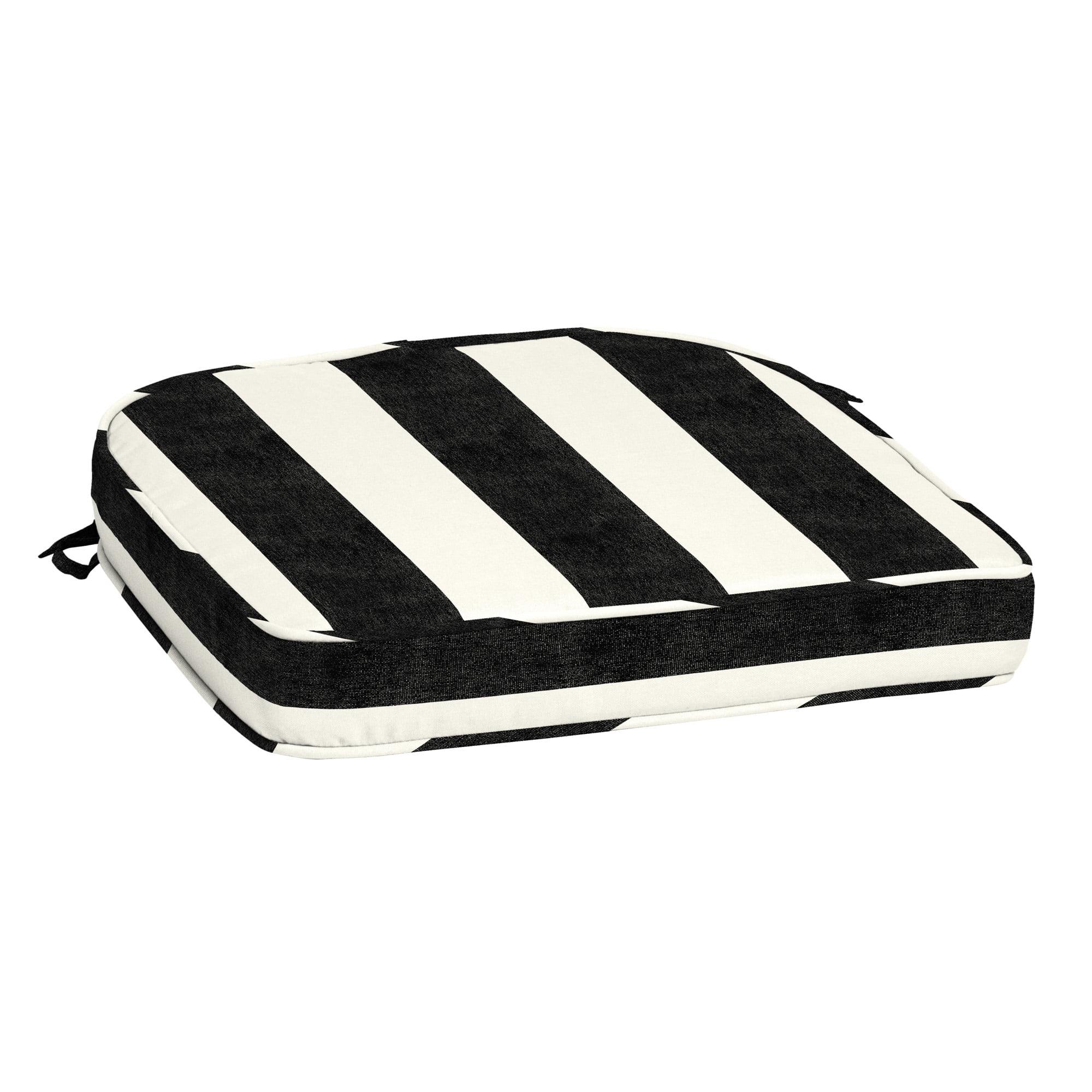 Arden Selections ProFoam Performance Outdoor Seat Cushion 19 x 20, Onyx Black Cabana Stripe