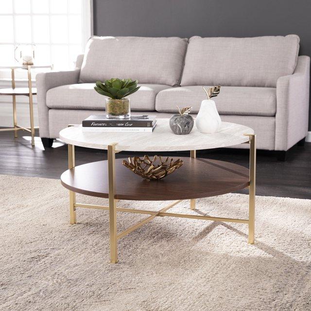 Ardmillan Round Faux Marble Cocktail Table - CK1004990 - Brass - SEI