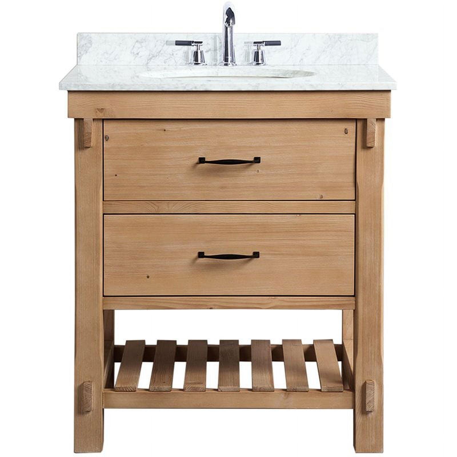 Marina Driftwood 30" Solid Wood Bathroom Vanity with Marble Top