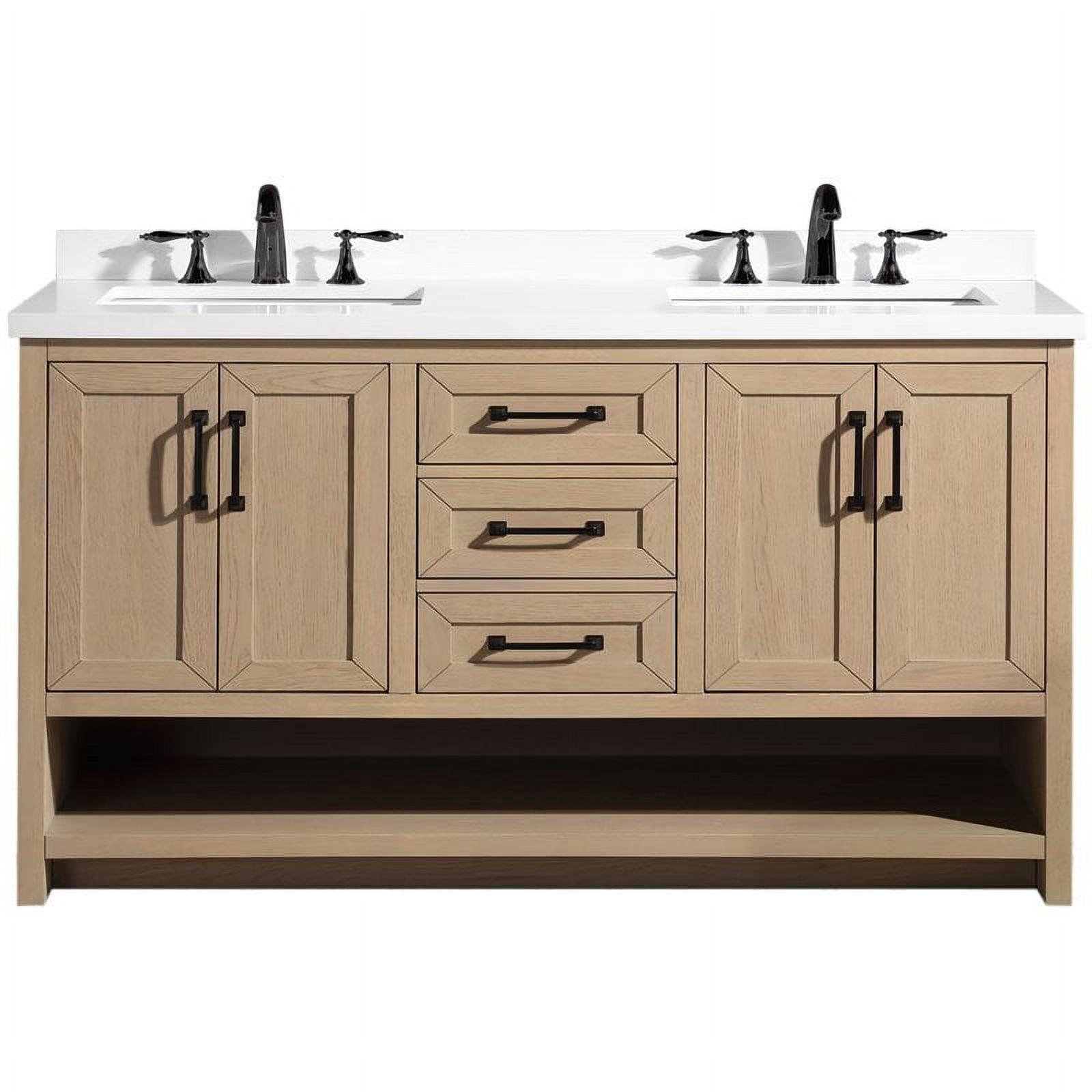 Venice 55" Oak Gray Solid Wood Double Sink Bathroom Vanity