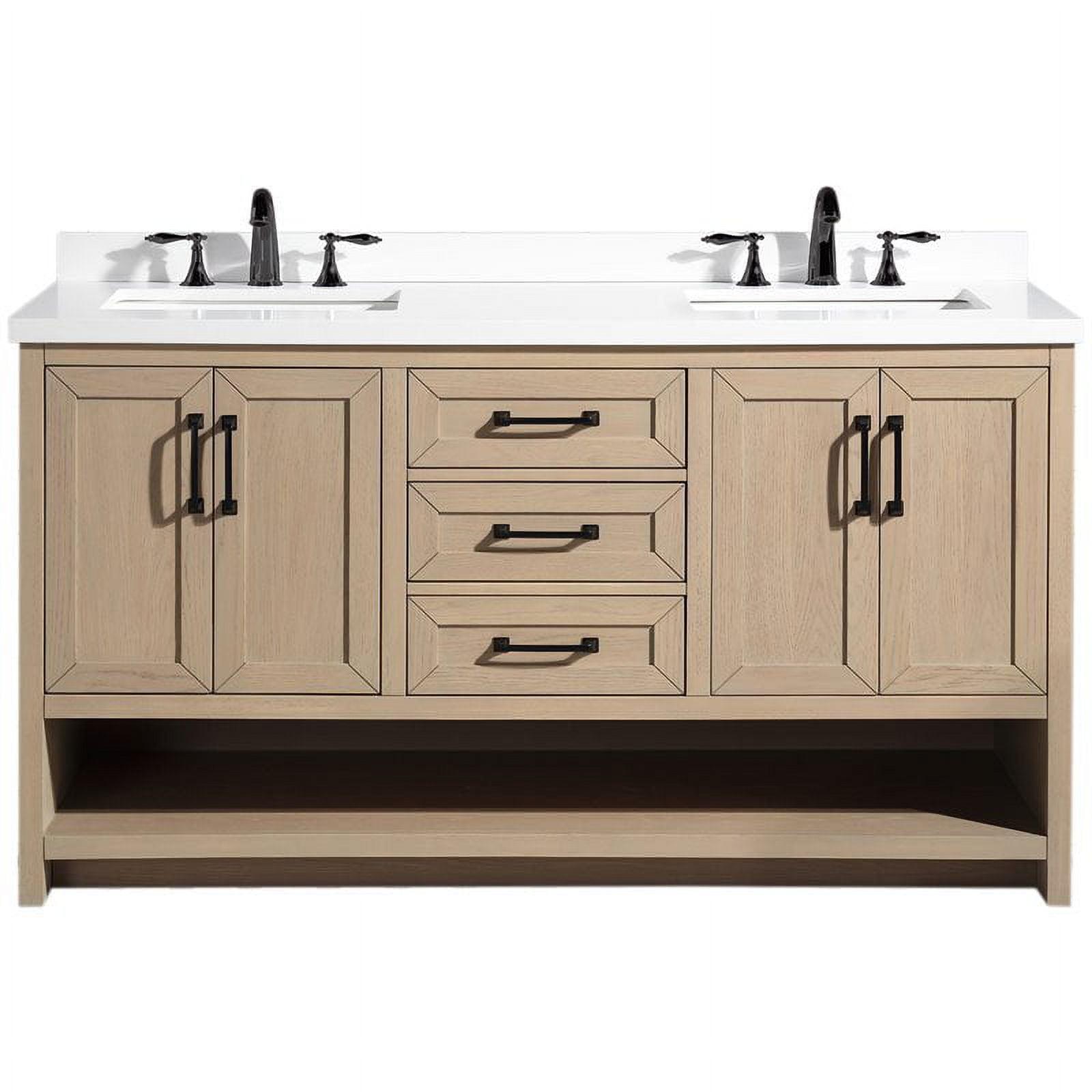 Venice 60" Oak Gray Solid Wood Double Bathroom Vanity