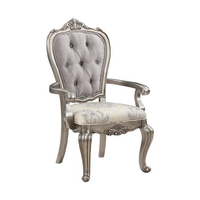 Aria Taupe Velvet and Wood Tufted Dining Armchair