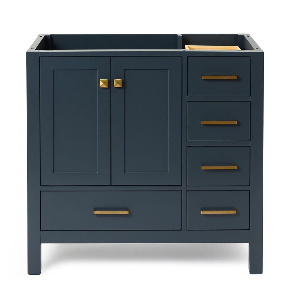 Midnight Blue 36" Freestanding Solid Wood Vanity Cabinet