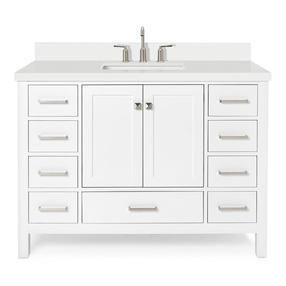 Cambridge 49" White Painted Freestanding Single Sink Vanity with Quartz Top