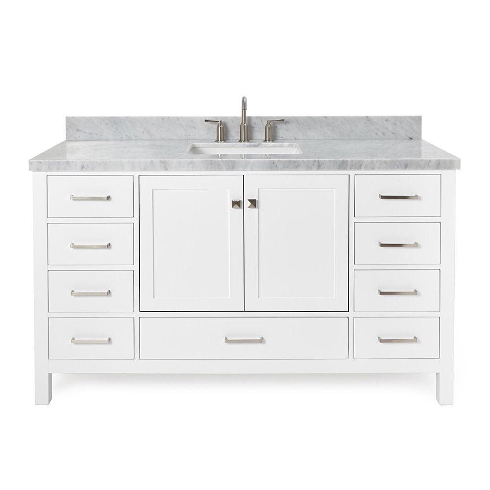 Cambridge 61" White Marble Top Single Vanity with Storage