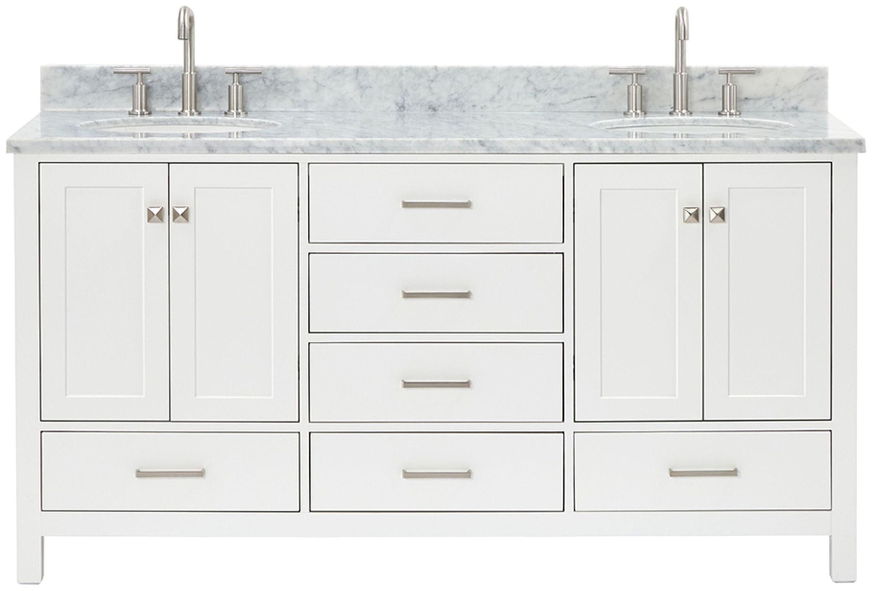 Ariel A067dcw2ovo Cambridge 67" Free Standing Double Oval Basin Vanity Set - White