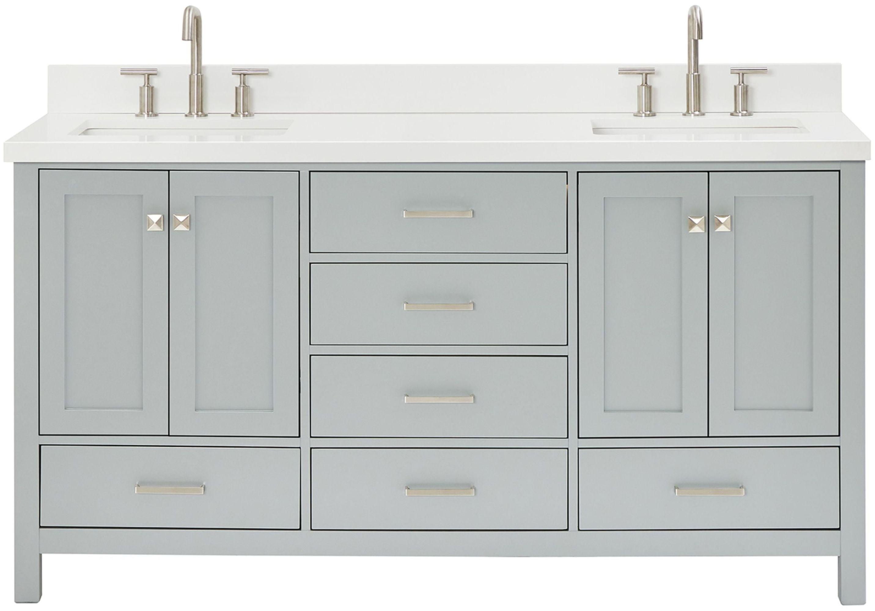 Ariel A067dwqrvo Cambridge 67" Free Standing Double Rectangular Basin Vanity Set - Grey