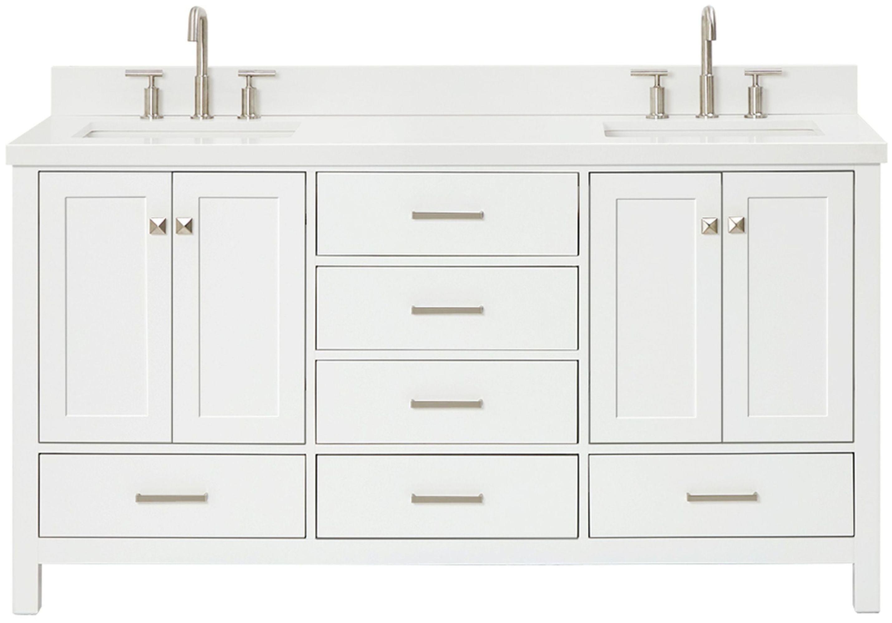 Ariel A067dwqrvo Cambridge 67" Free Standing Double Rectangular Basin Vanity Set - White
