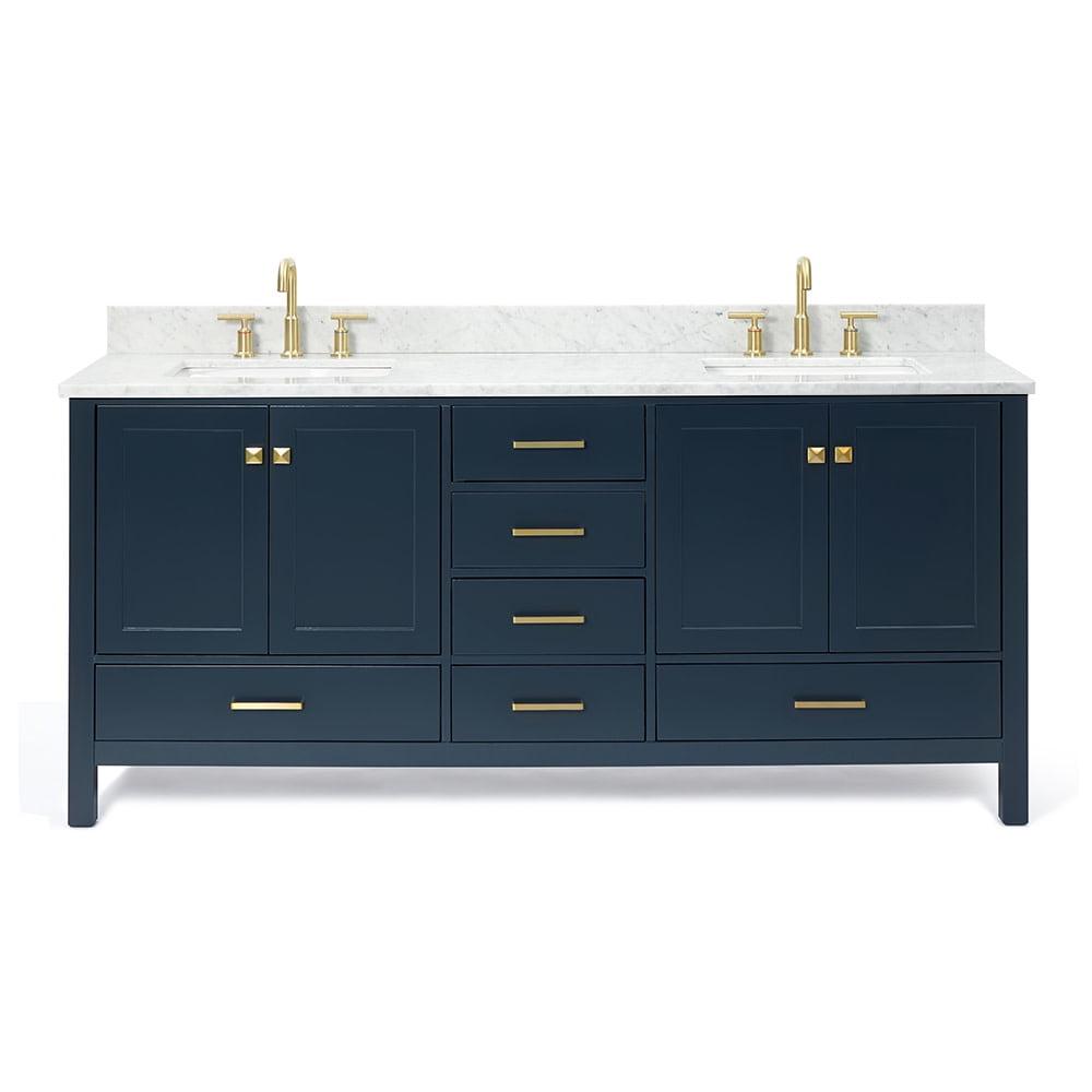 Ariel Cambridge 73 Inch Bathroom Vanity With Italian Carrara Marble Countertop 0.75 inch In Oak