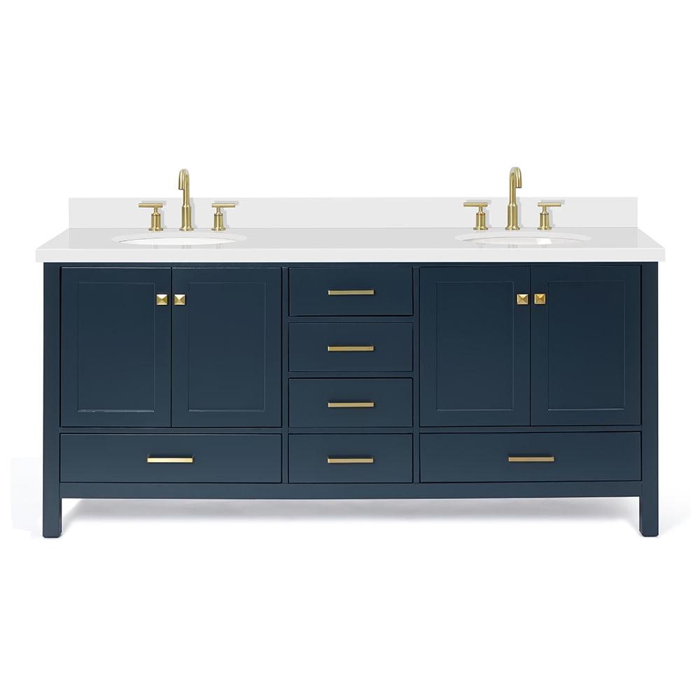 Midnight Blue 73" Double Basin Vanity with Quartz Top