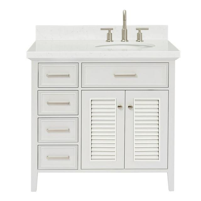Ariel D036srcqovo Kensington 36" Free Standing Single Basin Vanity Set - White / Carrara