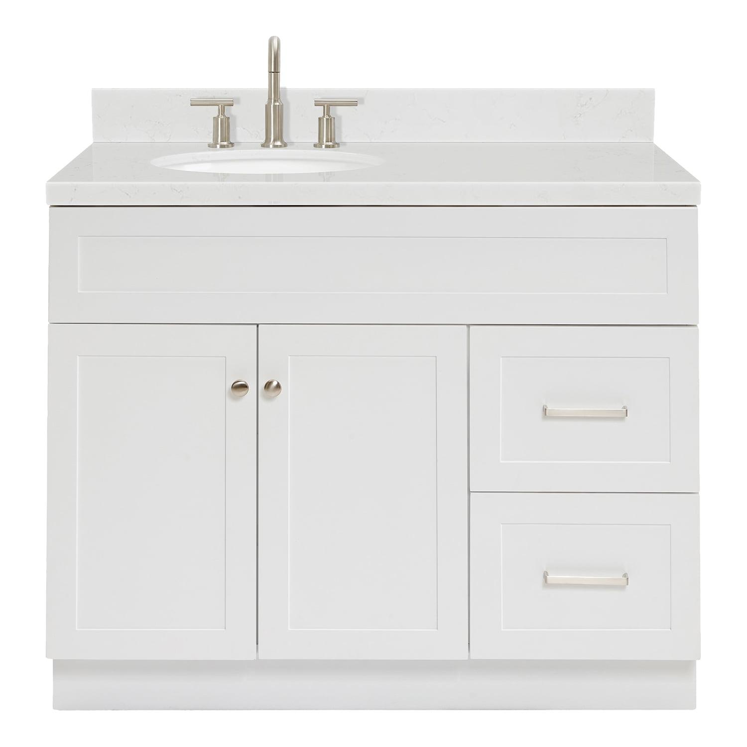 Hamlet 42" White Quartz Single Basin Freestanding Vanity Set