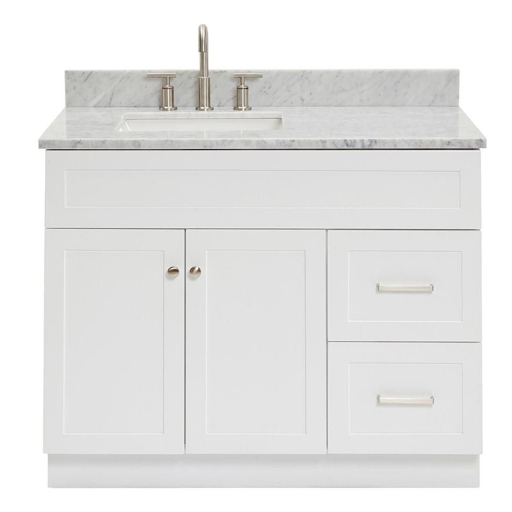 White Carrara Marble Top Single Basin Vanity Set