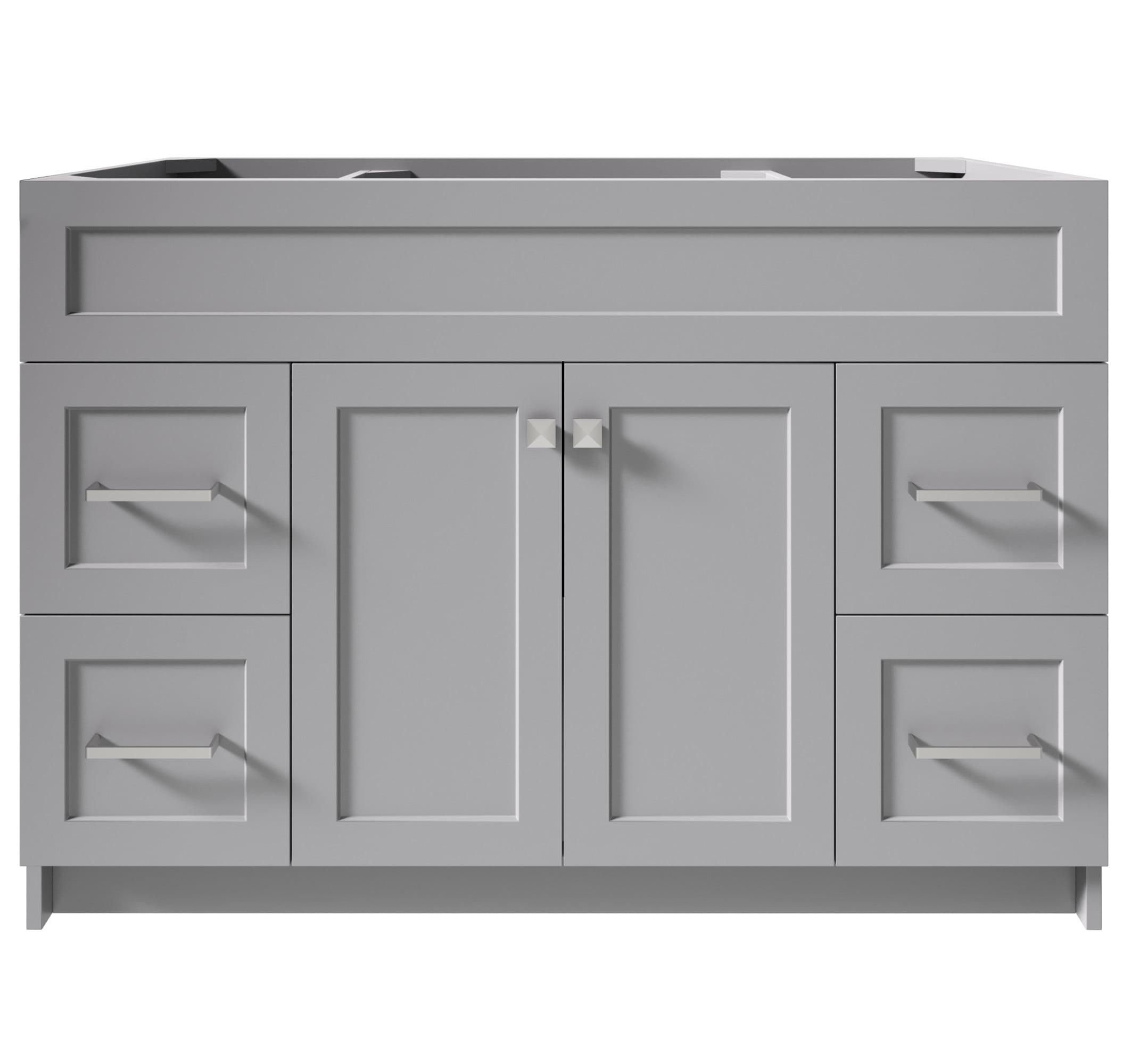 Hamlet 48" Gray Single Freestanding Vanity Cabinet with Nickel Hardware