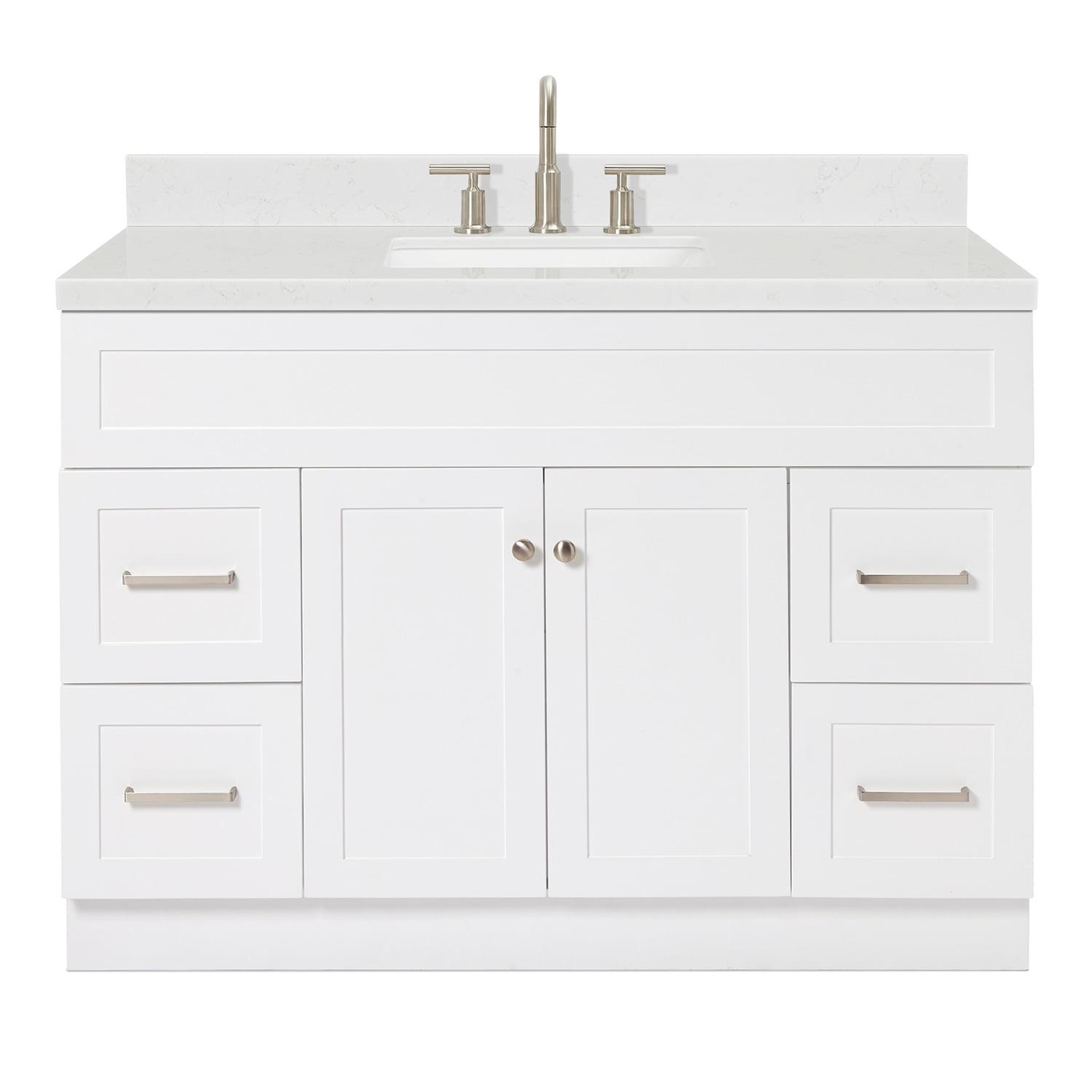 Hamlet 48" White Freestanding Single Basin Vanity with Quartz Top