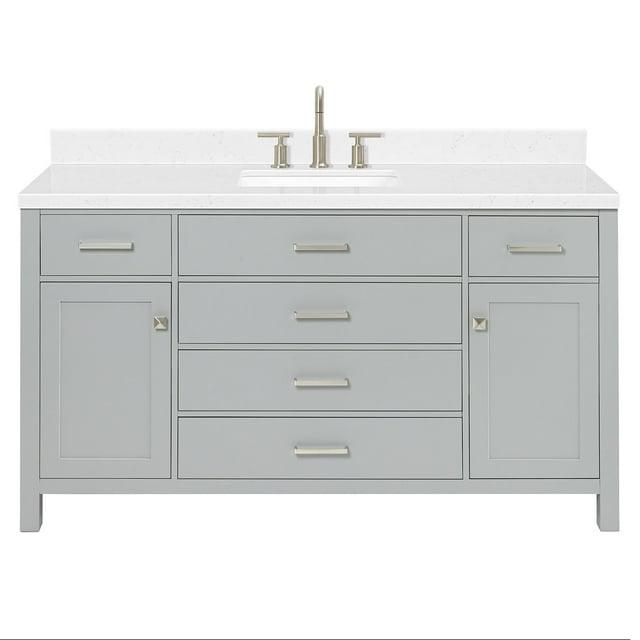 Ariel H060scqrvo Bristol 60" Free Standing Single Basin Vanity Set - Grey